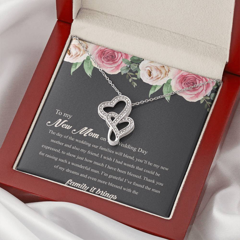To My New Mom On My Wedding Day Double Hearts Necklace