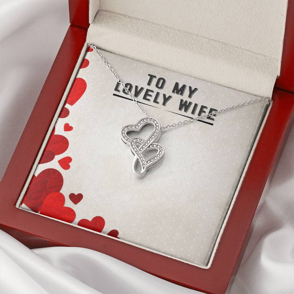 To My Lovely Wife Double Hearts Necklace
