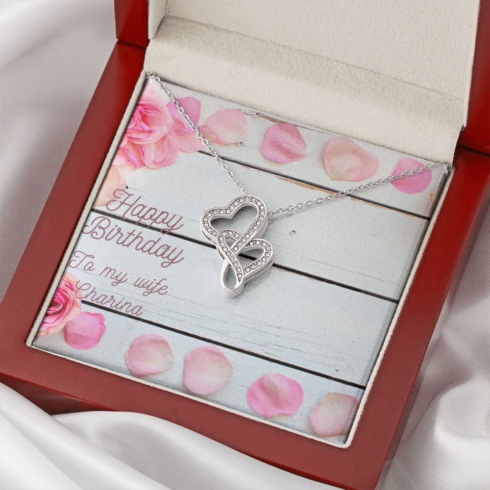 Happy Birthday For My Wife Double Hearts Necklace