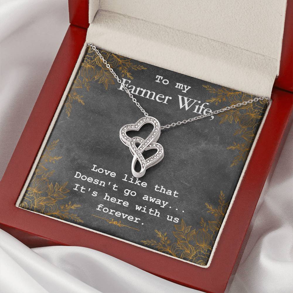 To My Farmer Wife Necklace Double Hearts Necklace