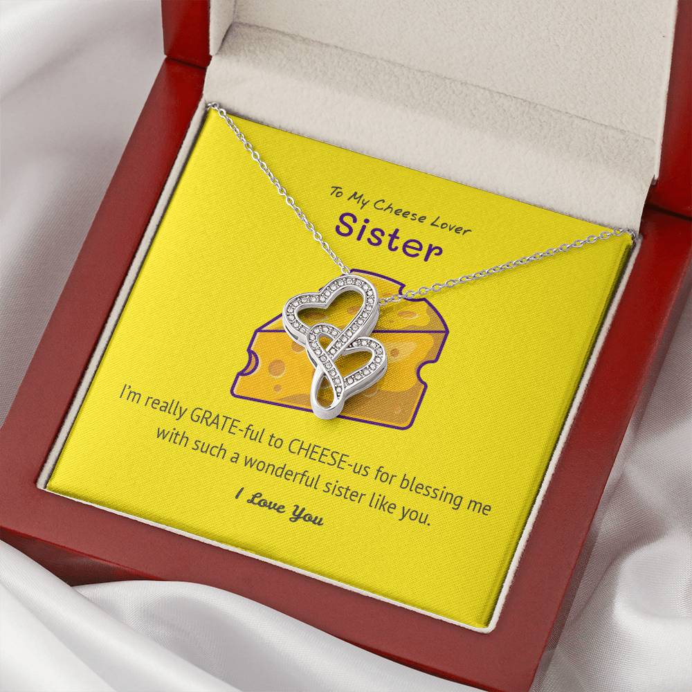 Necklace Gift For Cheese Lover Sister Cheesy Gift Cheesy Card Cheese Hamper Cheese Lover Gift Birthday Gift For Sister Double Hearts Necklace