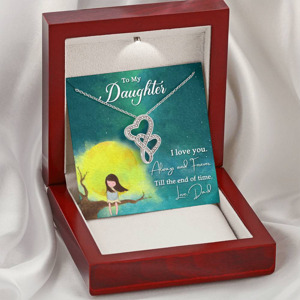To My Daughter-Necklace For Gift Double Hearts Necklace