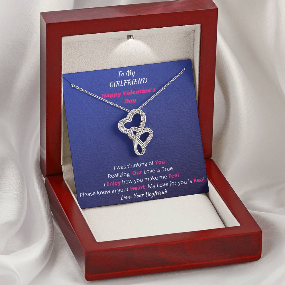 To My Girlfriend - Double Heart Necklace Double Hearts Necklace