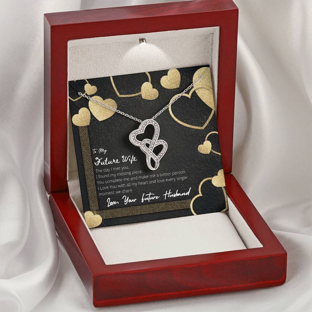 To My Future Wife - You Complete Me - Necklace Double Hearts Necklace