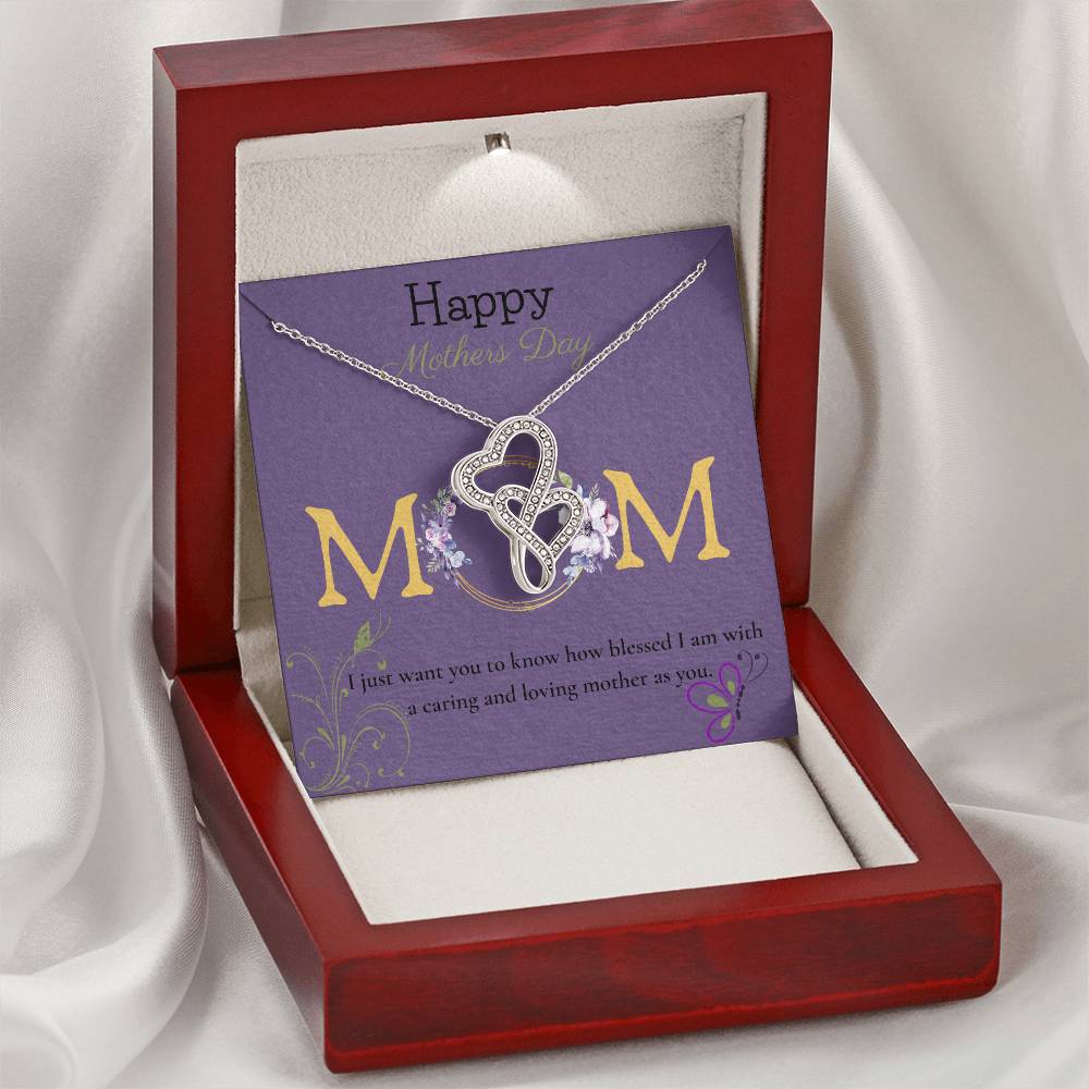 Mom ! Gift Set For Mother's Day. Double Hearts Necklace