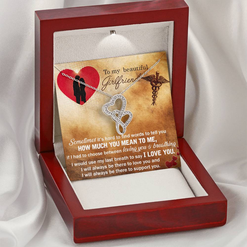 Nurse Girlfriend Necklace Christmas Necklace For Nurse Girlfriend Birthday Gift Anniversary Gifts For Nurse Girlfriend Double Hearts Necklace