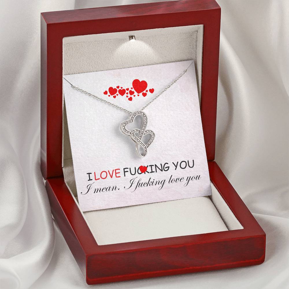 To My Wife Valentine Gift Double Hearts Necklace