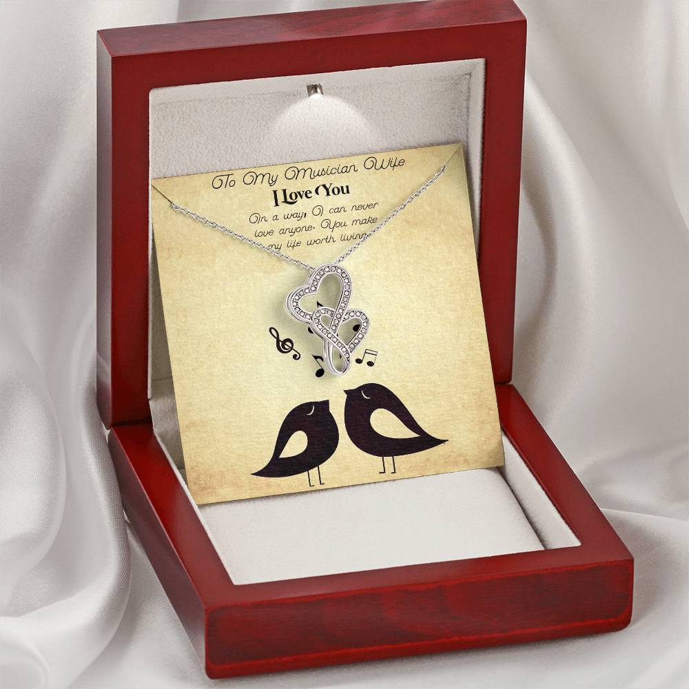 To My Musician Wife I Love You Double Hearts Necklace