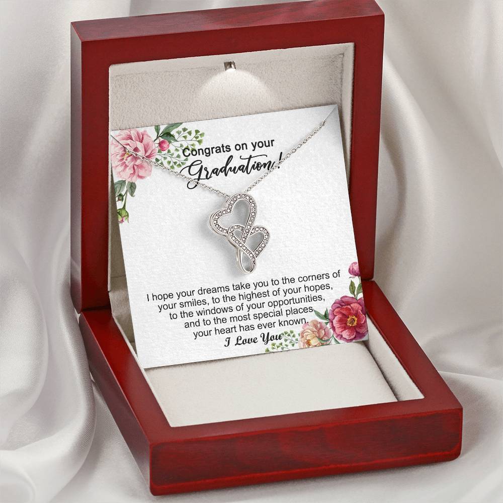 Graduation Gift For Girls Graduation Day - Necklace Double Hearts Necklace