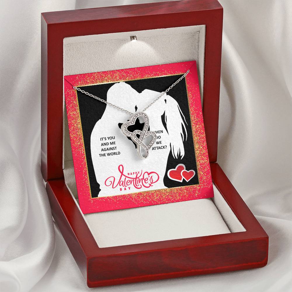 You And Me Against The World Double Hearts Necklace