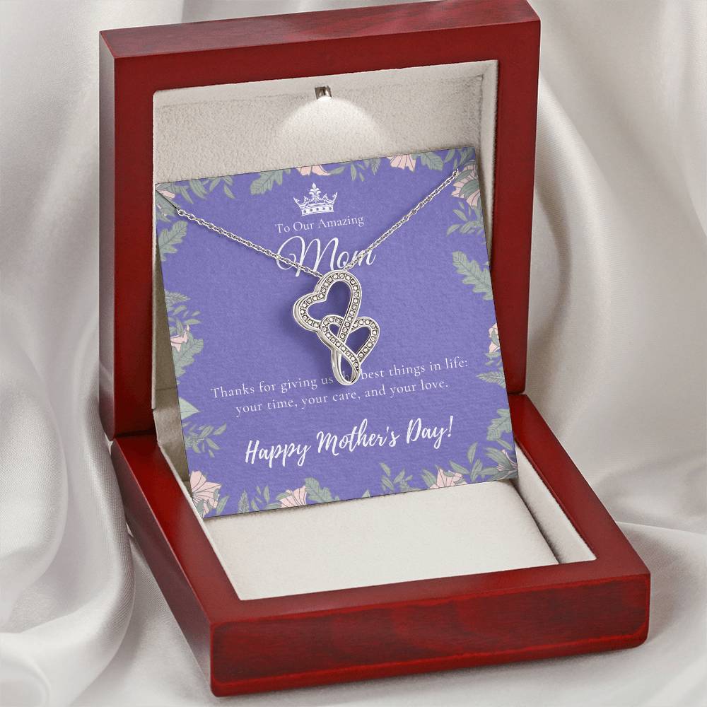 To Our Amazing Mom Necklace Happy Mother’S Day Gift Personalized Mom Gift Mothers Necklace Gift For Mom Best Mom 1 Double Hearts Necklace