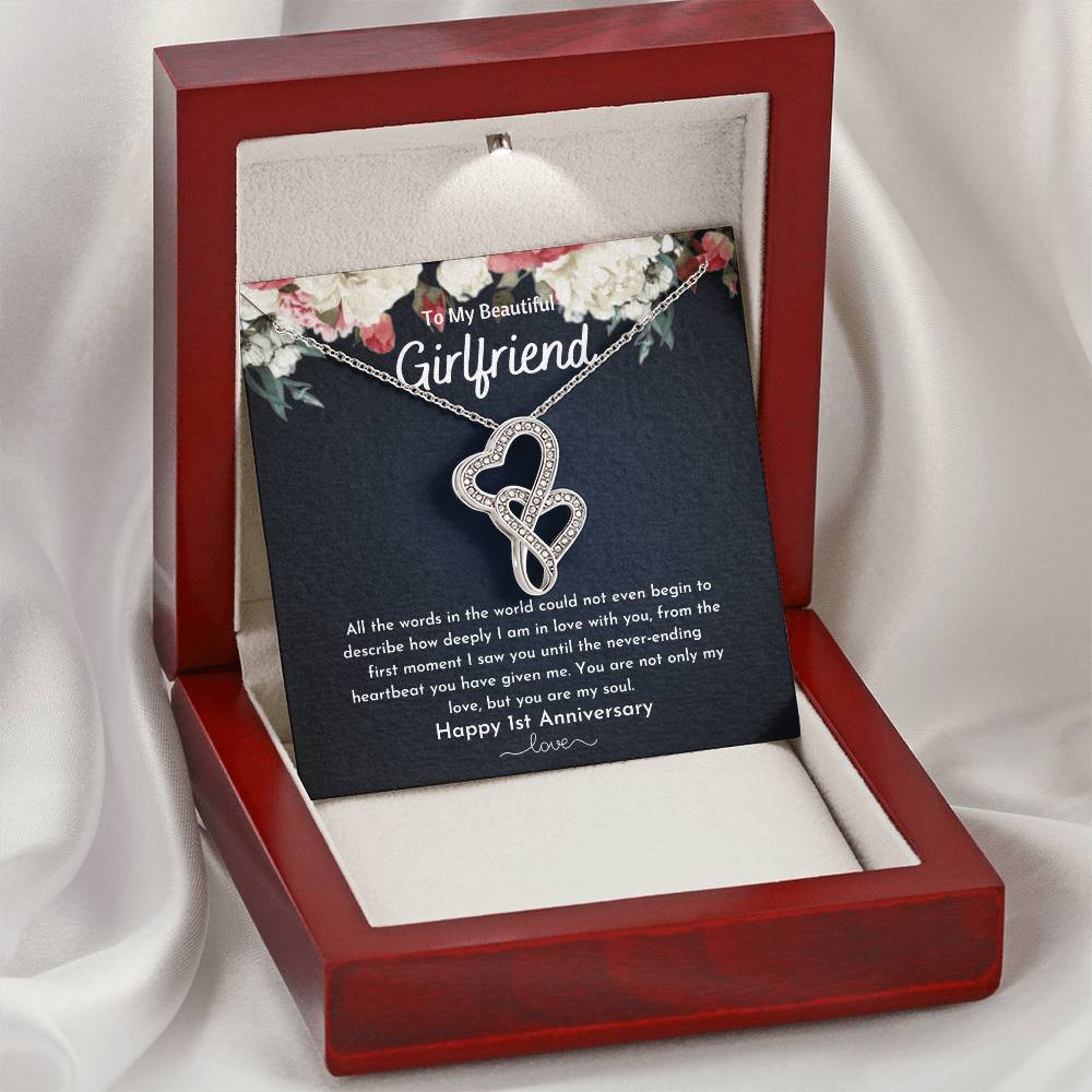 To My Girlfriend - Double Heart Double Hearts Necklace