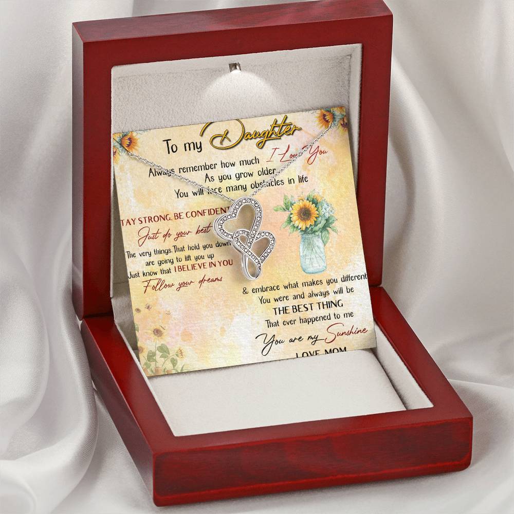 To My Daughter Gift From Mom Forever Love Necklace - Meaningful Necklace For Daughter - Mother To Daughter Birthday Gi Double Hearts Necklace