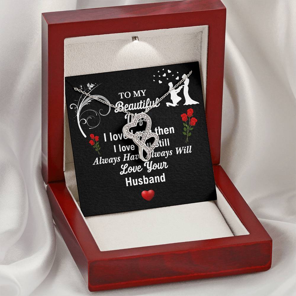 Heart Necklace - Husband To Wife Gift - Wife Necklace Gift - Anniversary Gift For Wife - Wife Necklace - Sentimental G Double Hearts Necklace