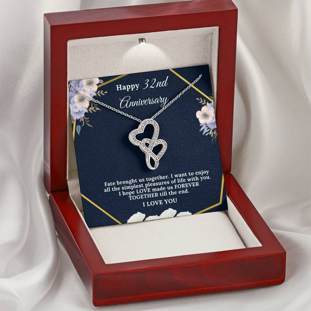 32 Year Anniversary Gift For Wife 32 Years Together For 32Nd Anniversary Anniversary Gift For Anniversary For Her Doub Double Hearts Necklace