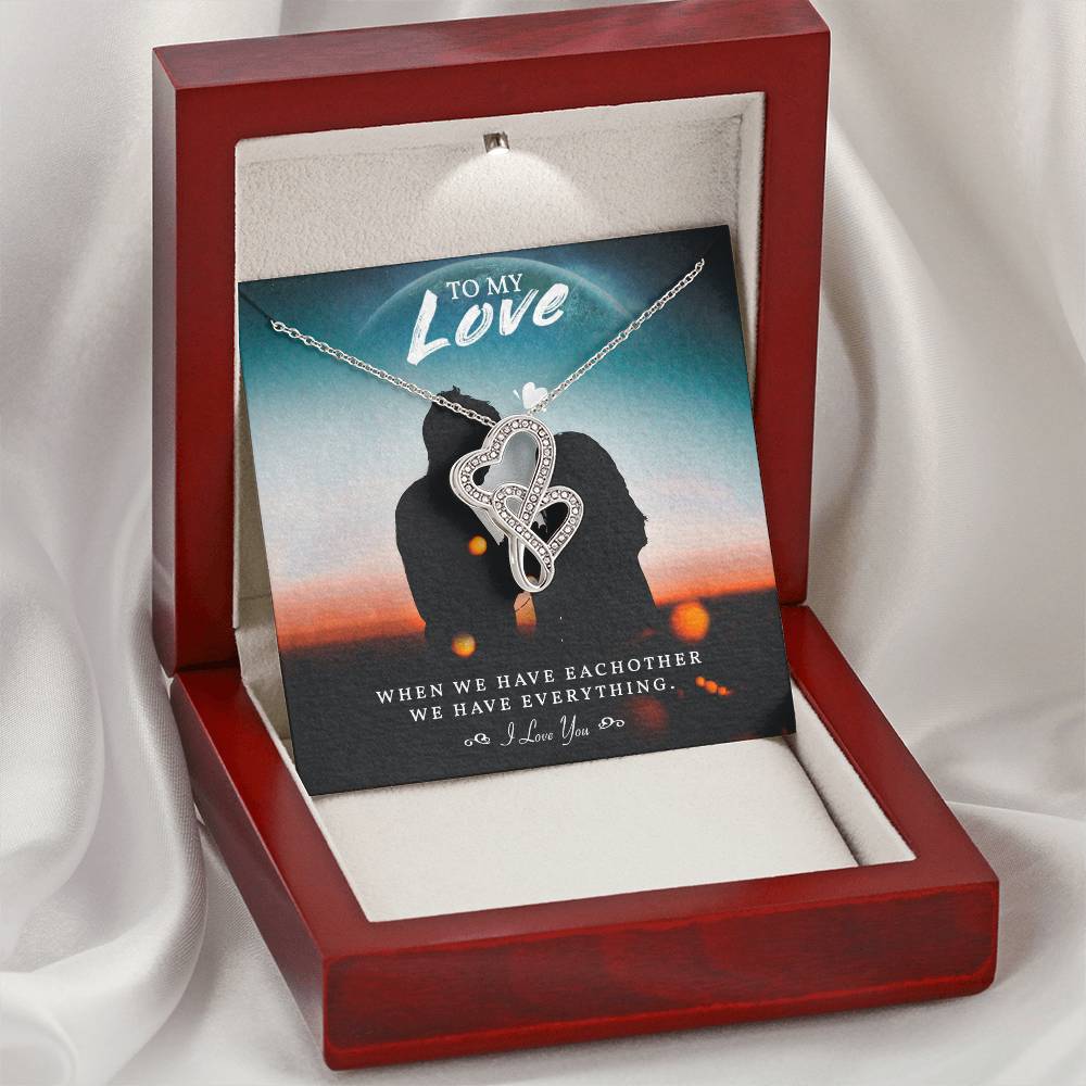 To My Love- I Love You Double Hearts Necklace