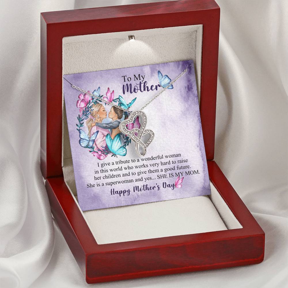 To My Mom - Happy Mother's Day 1 Double Hearts Necklace