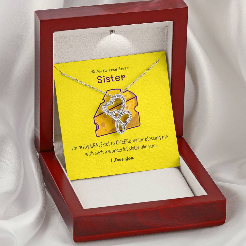 Necklace Gift For Cheese Lover Sister Cheesy Gift Cheesy Card Cheese Hamper Cheese Lover Gift Birthday Gift For Sister Double Hearts Necklace