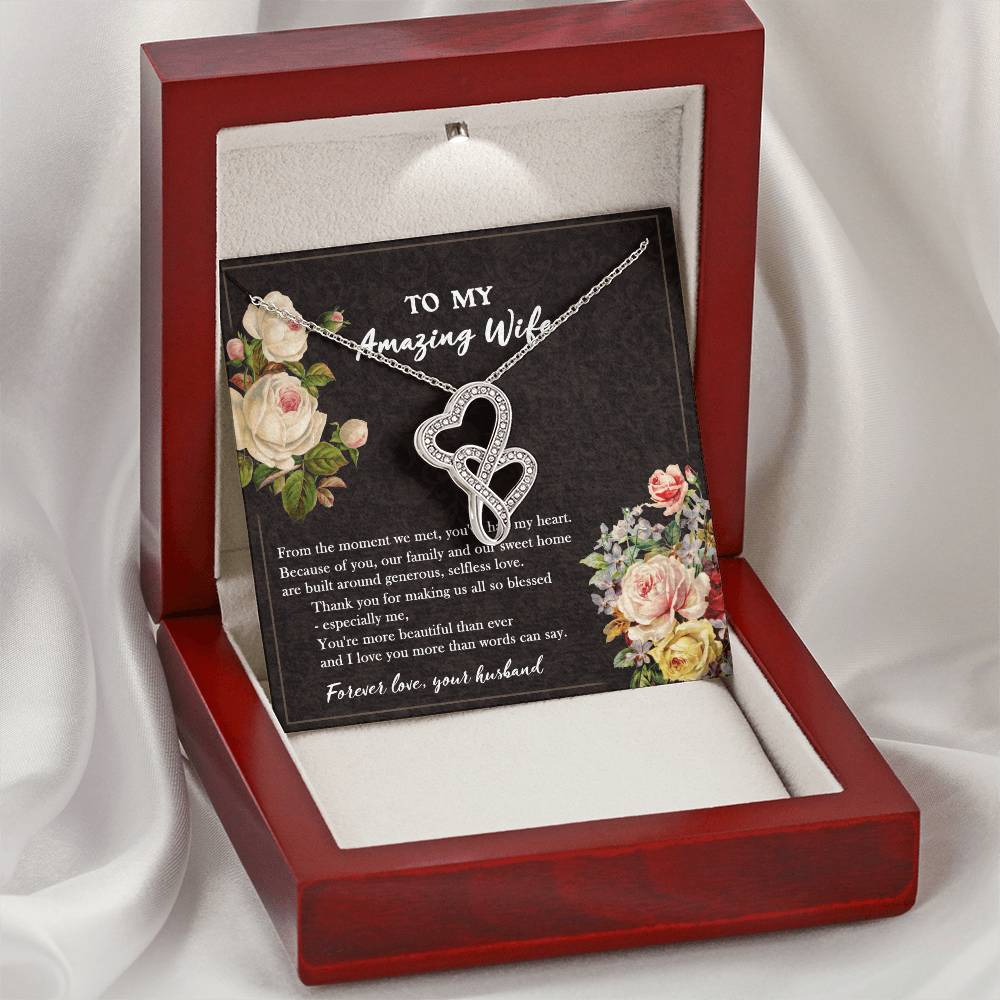 To My Amazing Wife Necklace - Gift For Wife - You've Had My Heart - Necklace For Wife Gift For Wife Anniversary Neckla Double Hearts Necklace