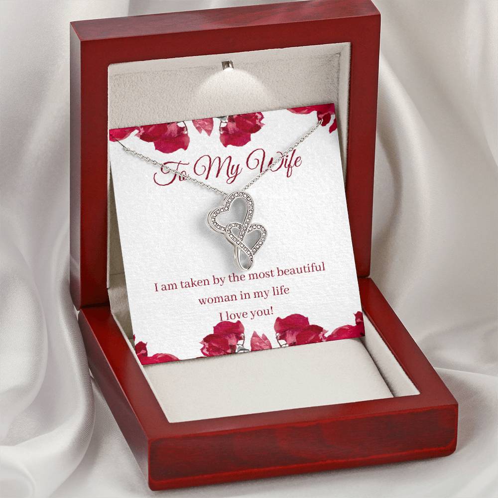 To My Wife - Gift Double Hearts Necklace