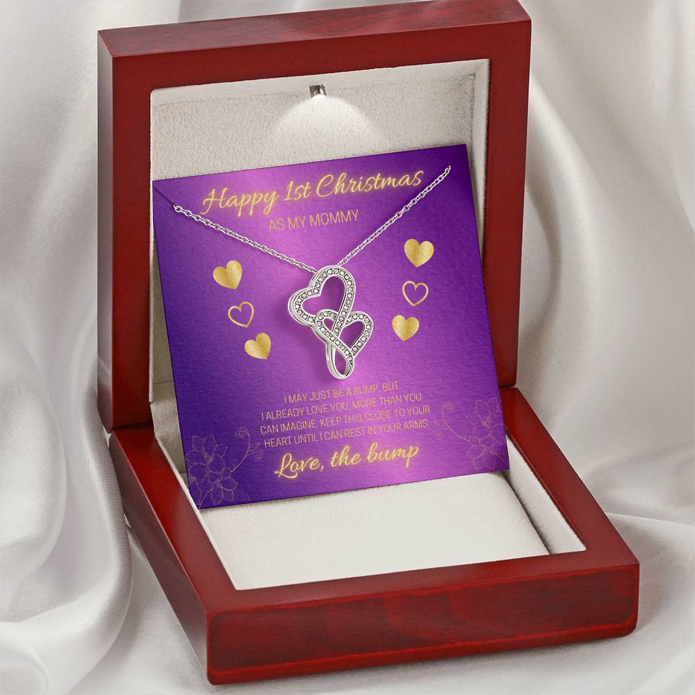Happy 1St Christmas Purple Double Hearts Double Hearts Necklace