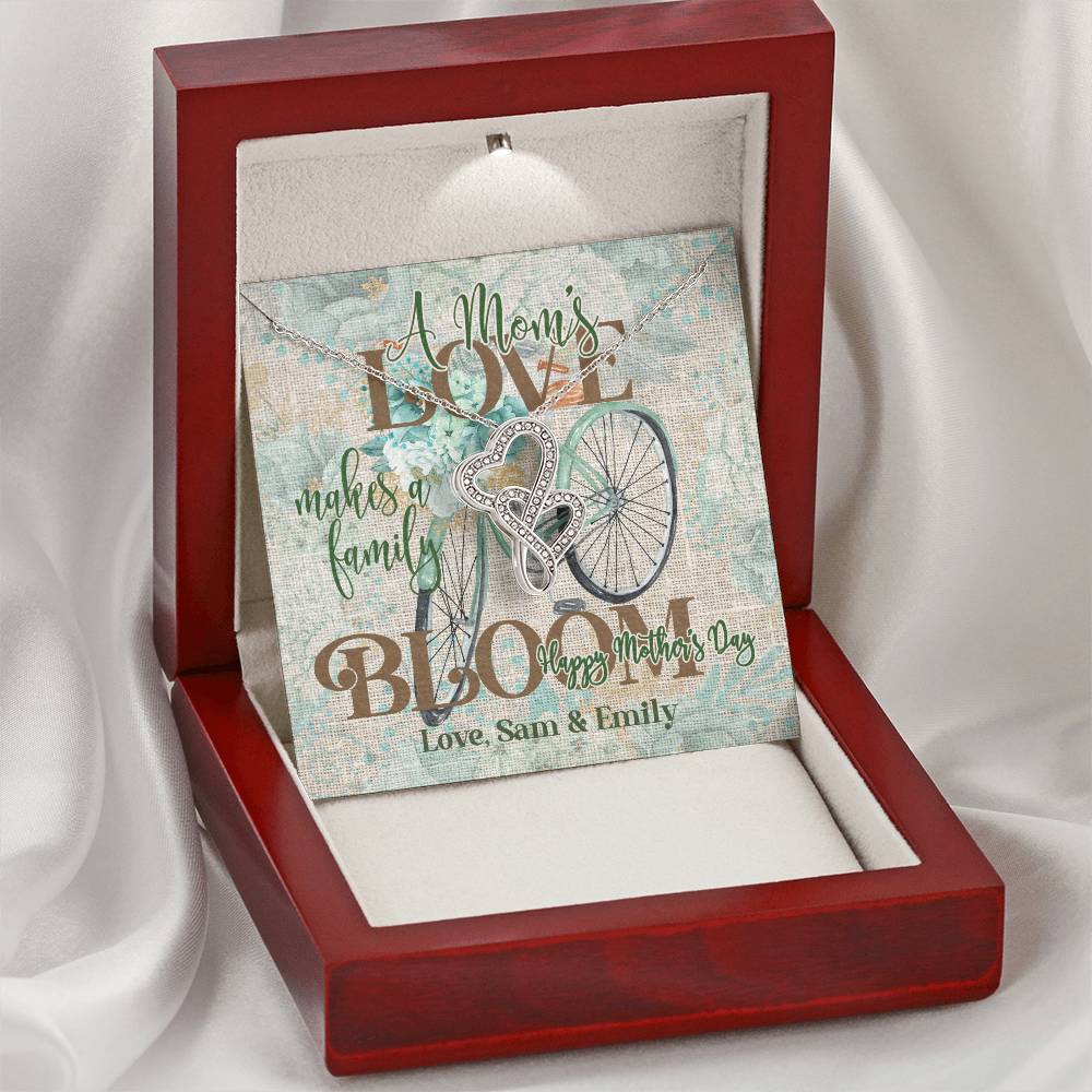 A Mom's Love Makes A Family Bloom Double Hearts Necklace
