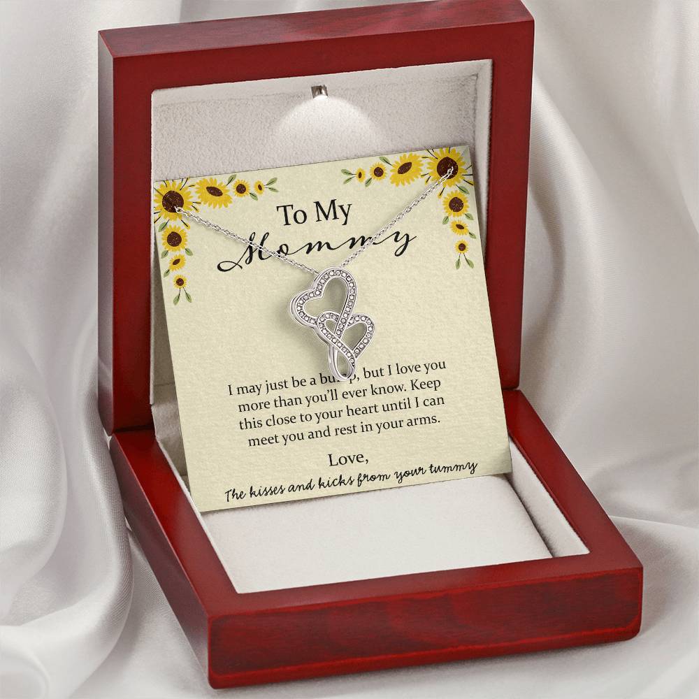 To My Mommy I May Just Be A Bump - Yellow Double Hearts Necklace