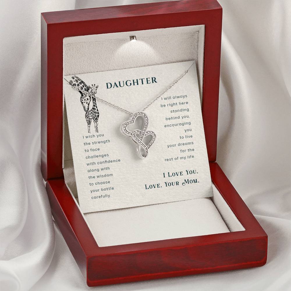 Gift For Daughter From Mom - Daughter Mother Necklace - Giraffe Necklace - Mother And Daughter - Mom Gifts From Daught 1 Double Hearts Necklace