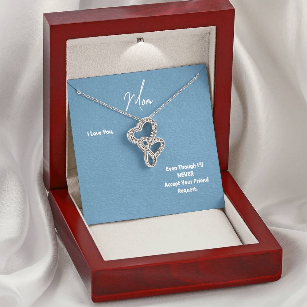 Mom - Friend Request Hearts Together Double Hearts Necklace