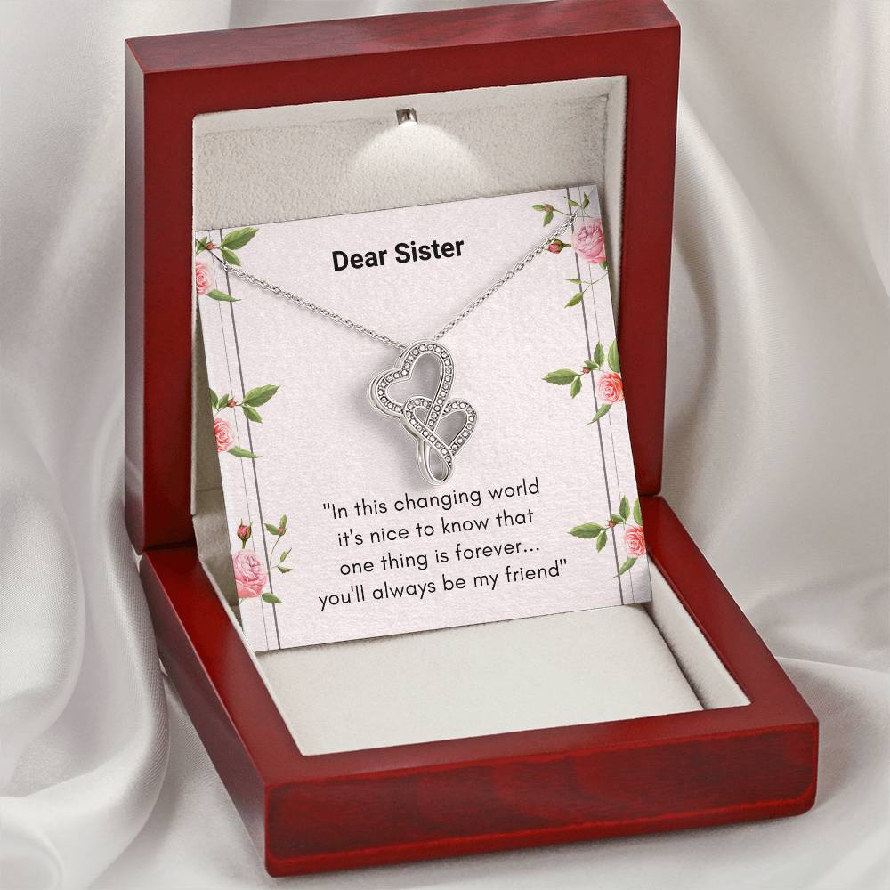 Personalised Gift For A Sister Big Sis Little Sis Gift Idea Wedding Gift For Sister Birthday Gift Idea For Sister Ch Double Hearts Necklace