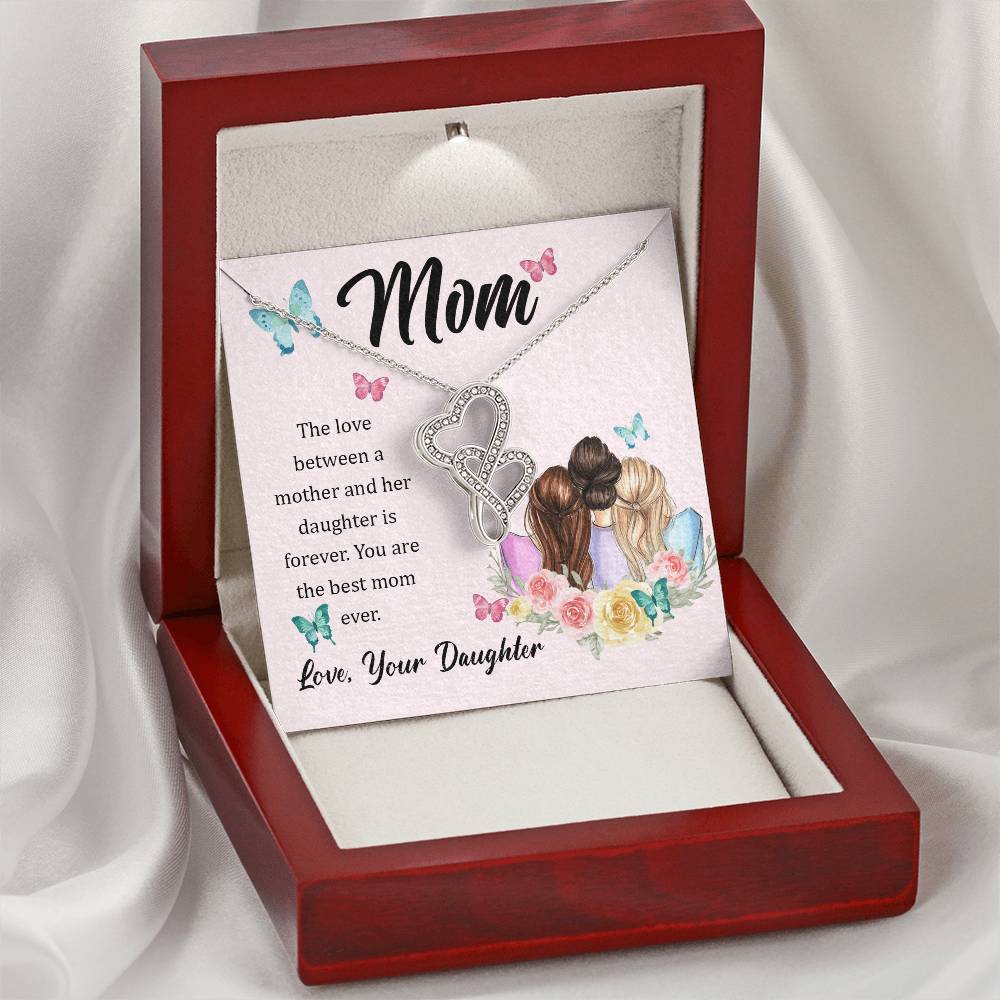 Gift For Mom From Daughter - Double Hearts Necklace