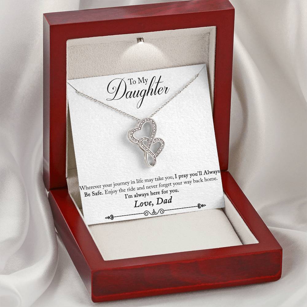 Gift For Daughter From Dad Double Heart Necklace With Message Card Double Hearts Necklace