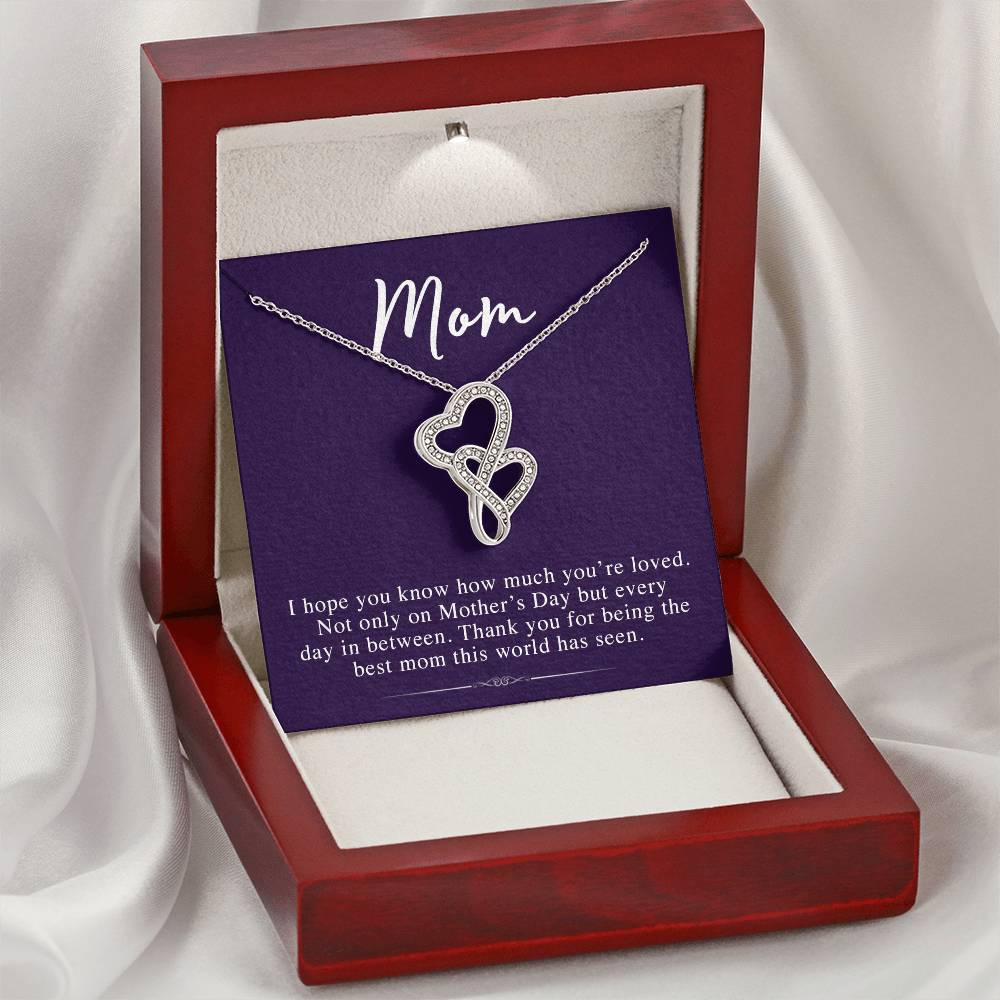 To My Mom - - Perfect Gift For Mothers Day Double Hearts Necklace
