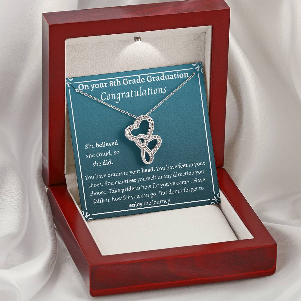 Double Heart 8Th Grade Graduation She Believed Double Hearts Necklace