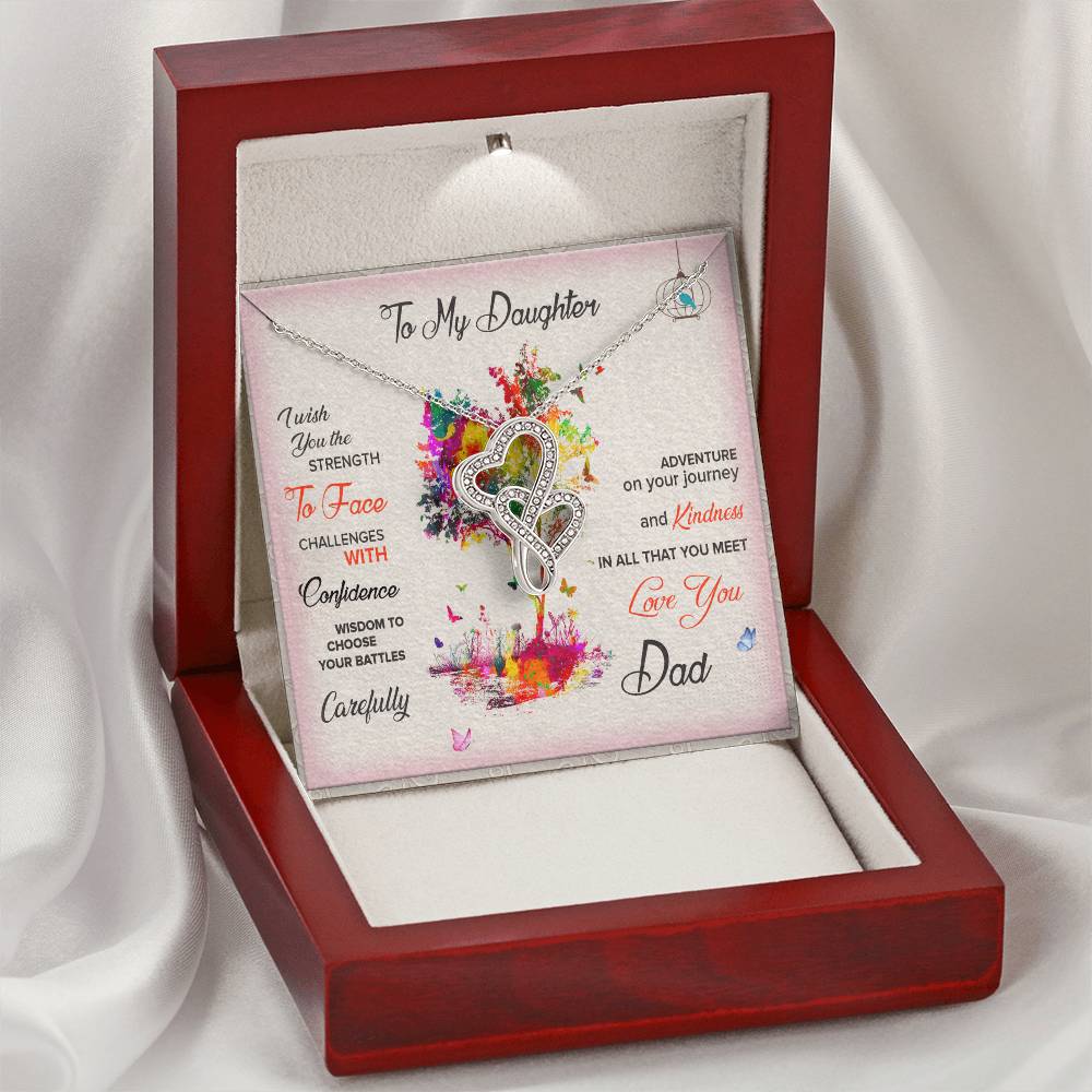 To My Daughter Never Forget I Love You Necklace - To My Daughter Necklace - Father Daughter Necklace - Father To Daugh 1 Double Hearts Necklace