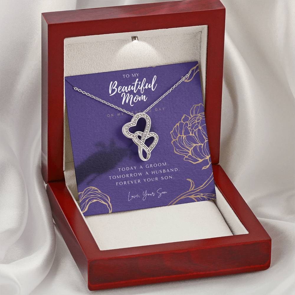 Mother Of The Groom Gift From Son Mom Wedding Gift From Son Wedding Gift From Groom To Mom Necklace Gift For Mom We 3 Double Hearts Necklace