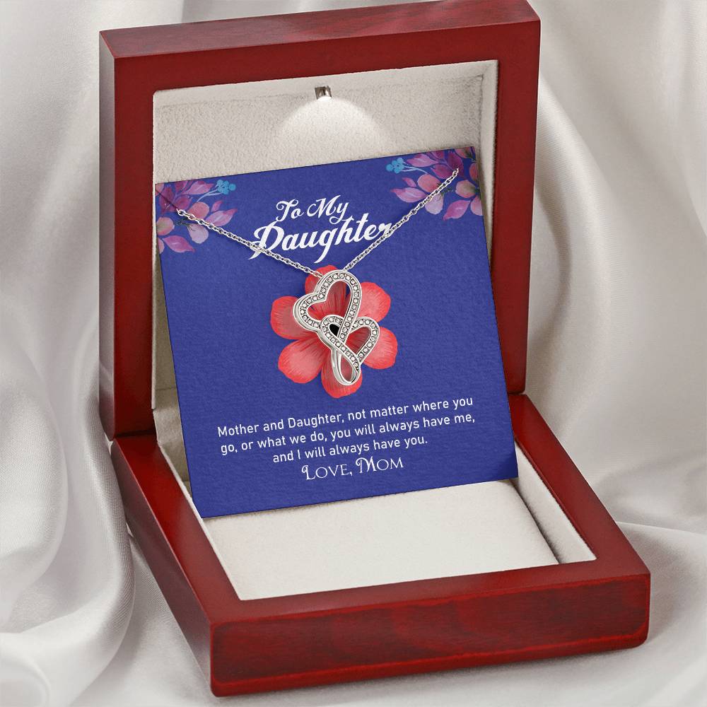 To My Daughter Necklace - Mom To Daughter Double Heart Necklace Gift - Mom And Daughter Always Remember Gift From Mom 1 Double Hearts Necklace