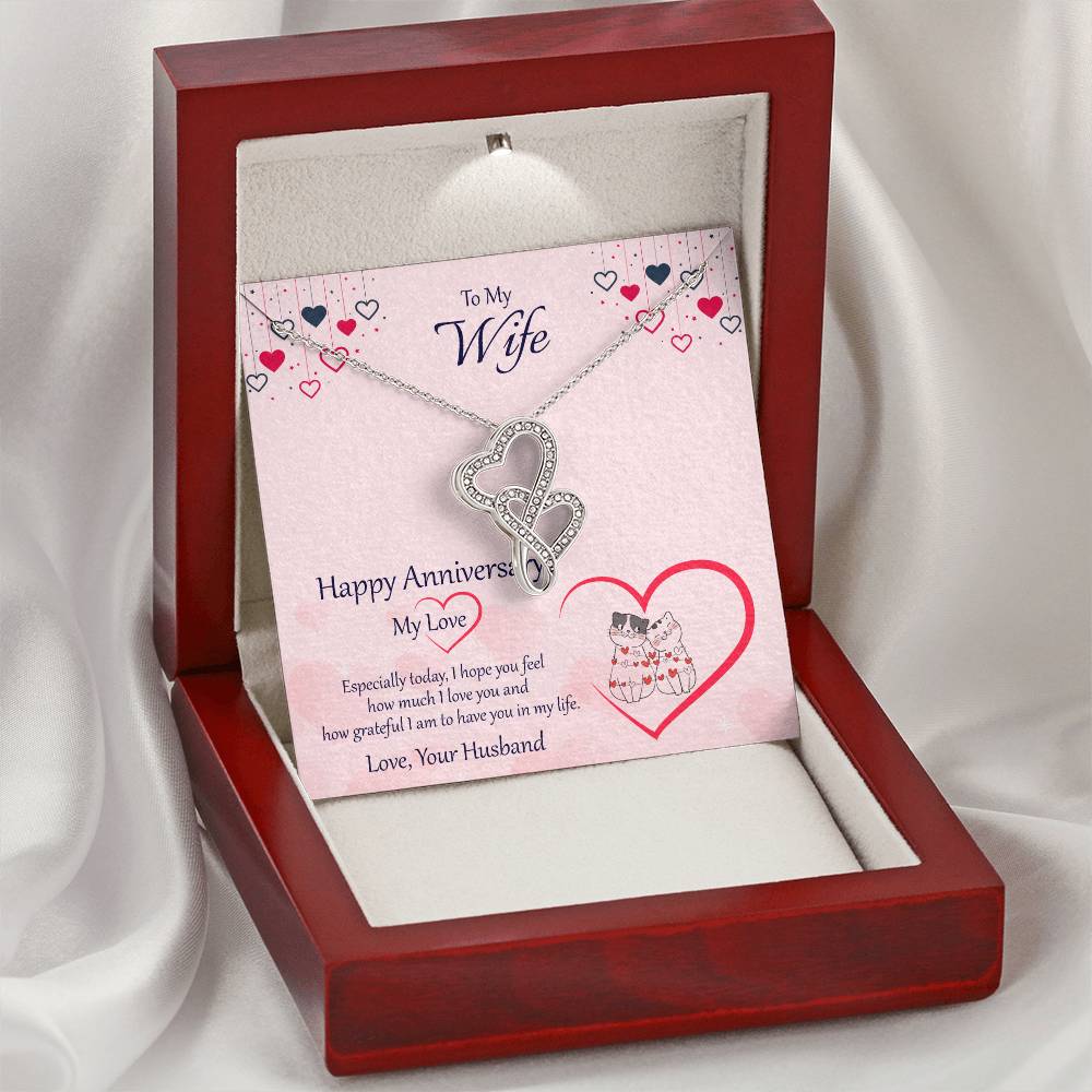 Best Anniversary Gift For Wife Double Hearts Necklace