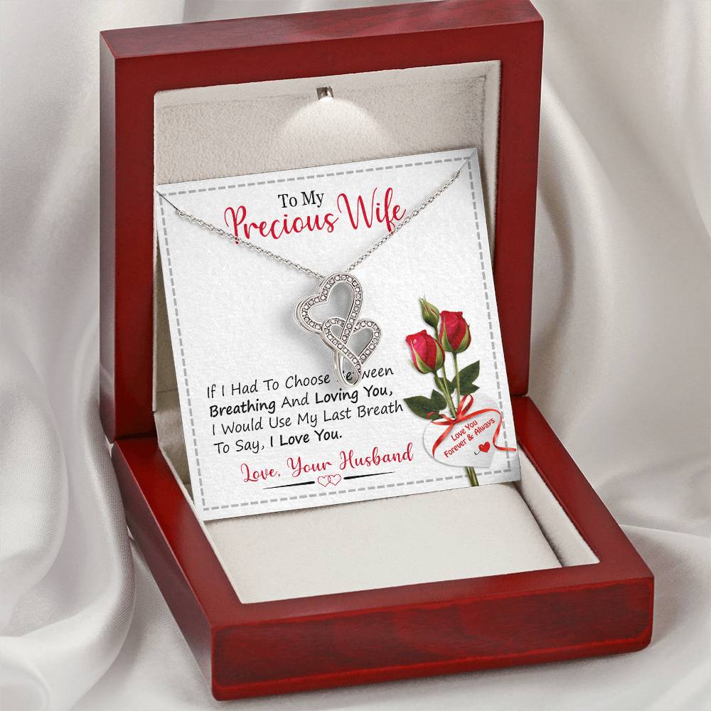 Best Gift For My Precious Wife Double Hearts Necklace