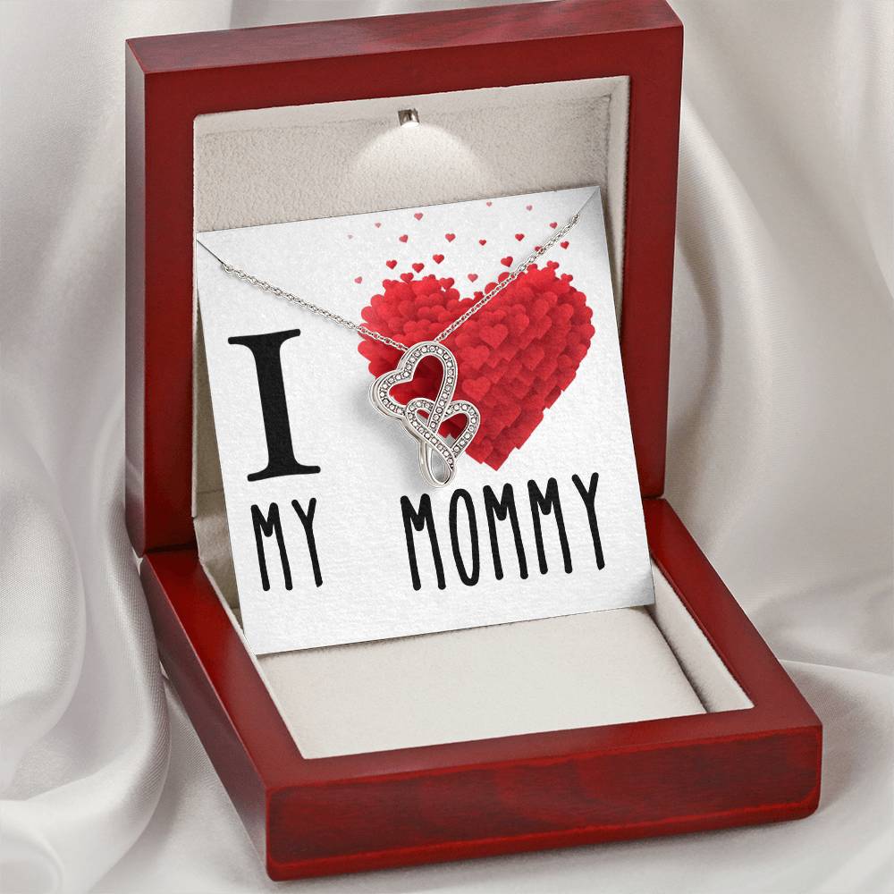 I Love My Mommy Double Hearts Cz Necklace Valentines Day Birthday Heartfelt Keepsake Gift Double Hearts Necklace