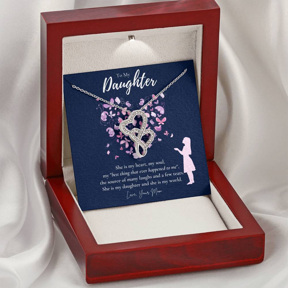 Daughter Gift - To My Daughter Necklace From Mom - Daughter's Birthday Gift - To My Daughter Necklace - Gift For Daugh Double Hearts Necklace