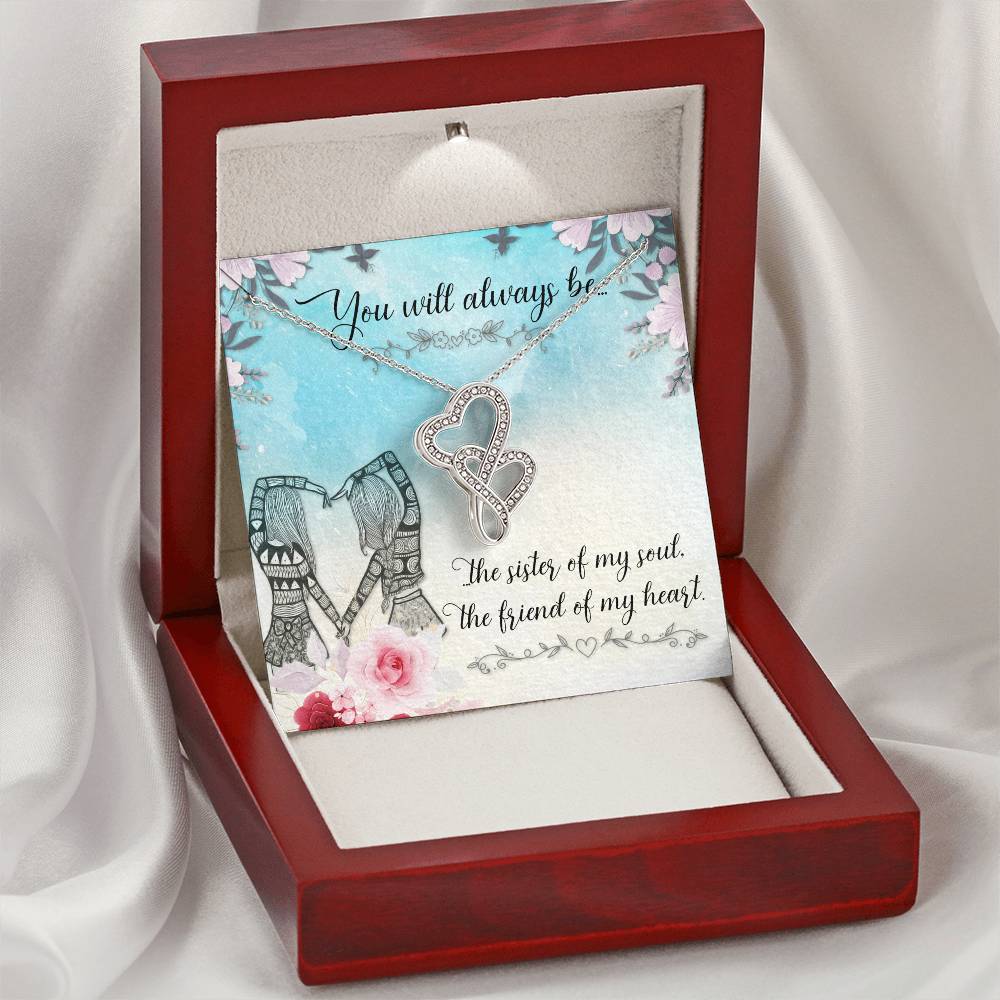 My Little Sister Two Hearts Necklace Loving Sister Gift Chain Funny Sister Present Double Hearts Necklace