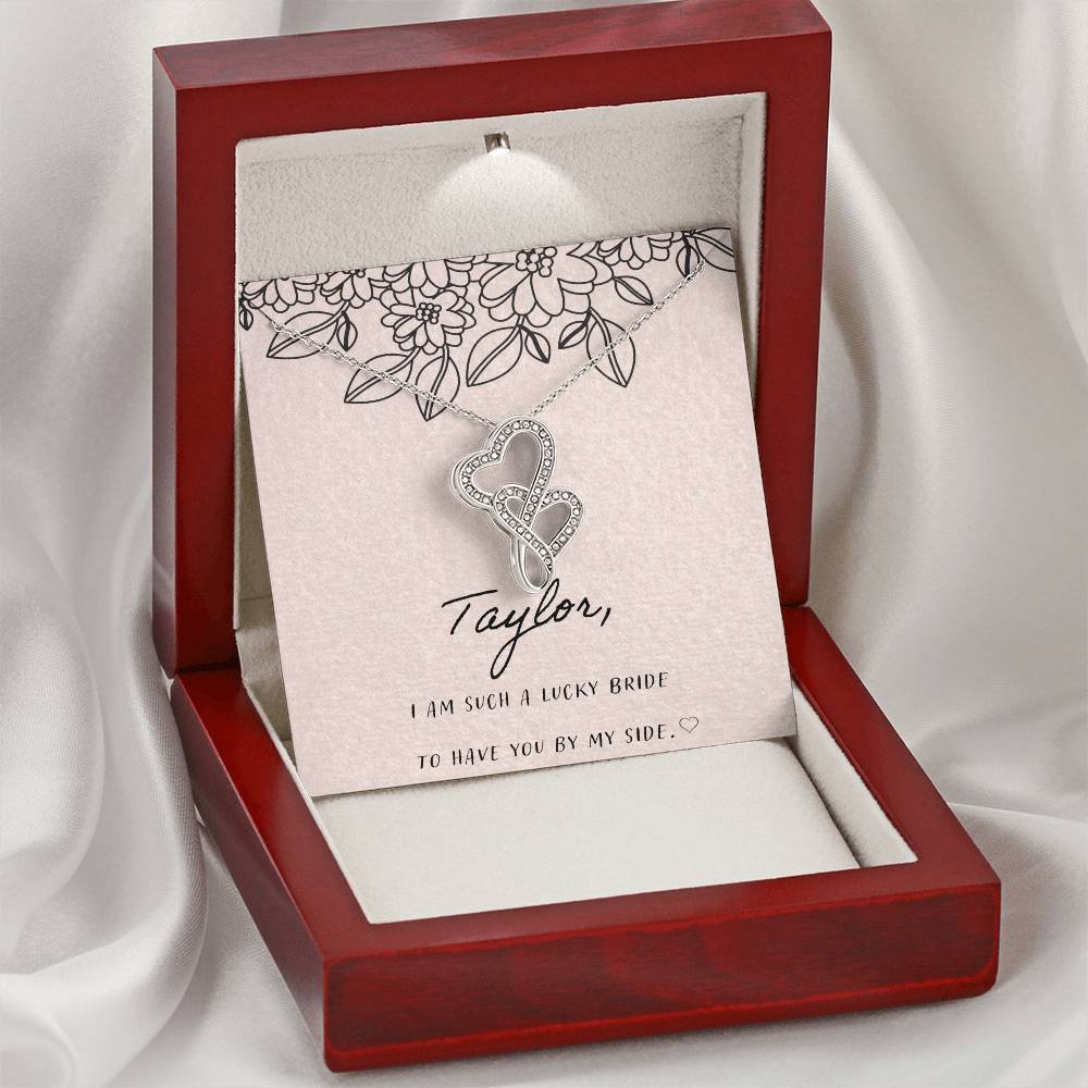 I Am Such A Happy Bride Double Hearts Necklace
