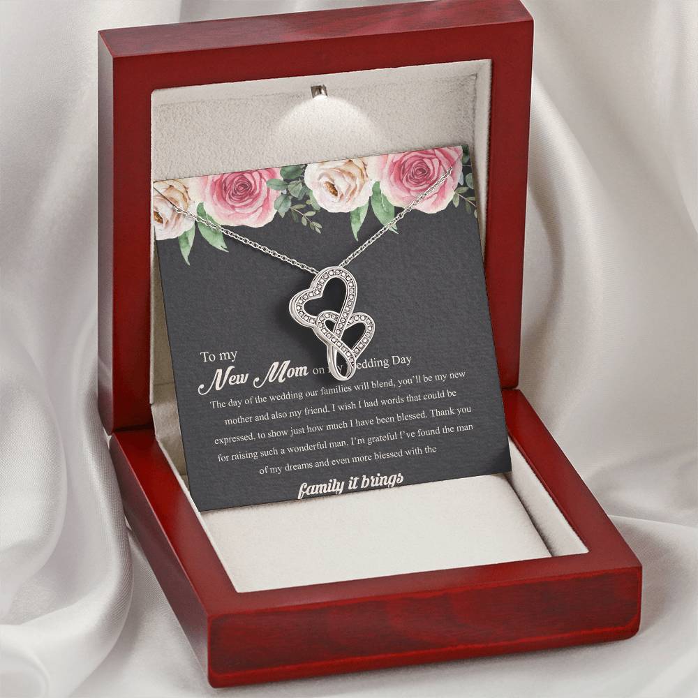 To My New Mom On My Wedding Day Double Hearts Necklace