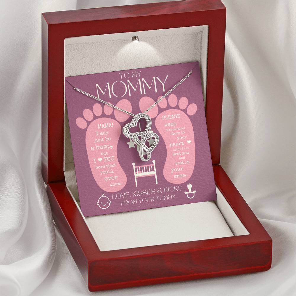 Baby Shower Gift Gift For Pregnant Wife Mom To Be Gift New Mommy Necklace To Mommy To Be New Mom Jewelry Badass Double Hearts Necklace