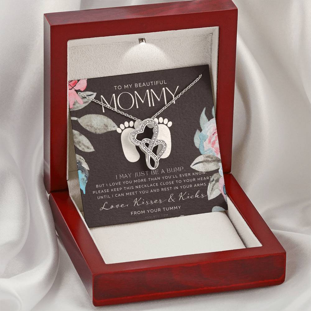 Baby Shower Gift New Mommy Necklace Pregnant Wife Gift I May Just Be A Bump But I Love You To Mummy From Bump To Double Hearts Necklace