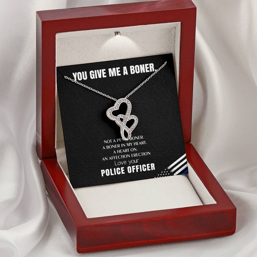 You Give Me A Heart Boner An Affection Erection Funny & Sarcastic Love For Her Mature Gag Gif 2 Double Hearts Necklace
