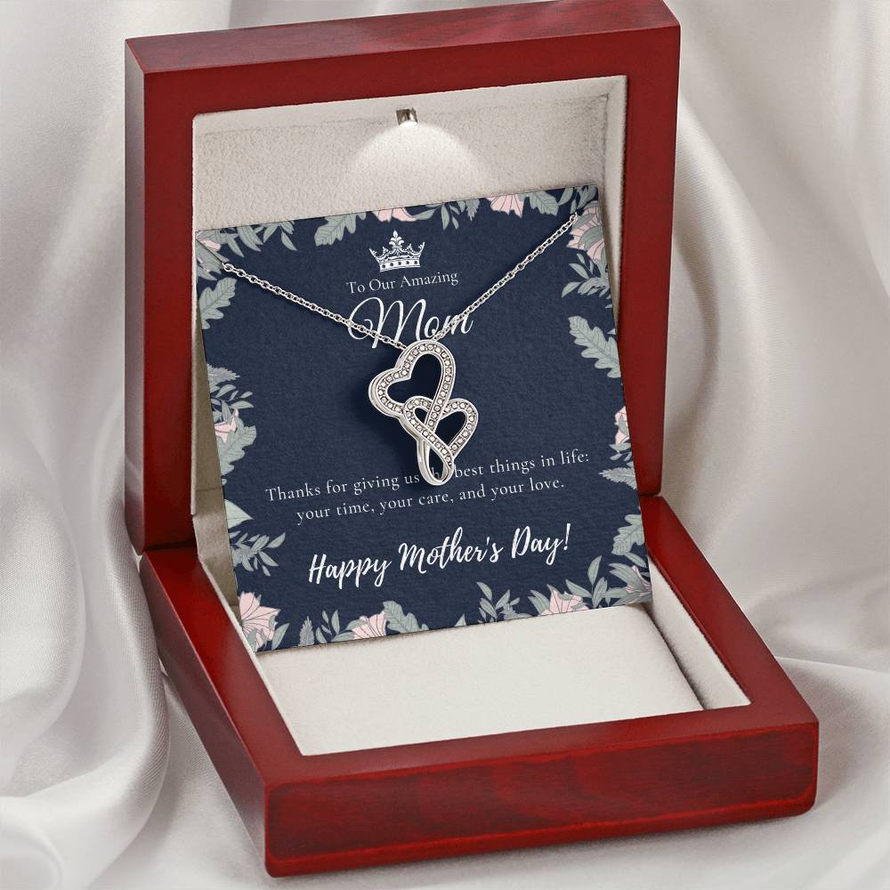 To Our Amazing Mom Necklace Happy Mother’S Day Gift Personalized Mom Gift Mothers Necklace Gift For Mom Best Mom Double Hearts Necklace