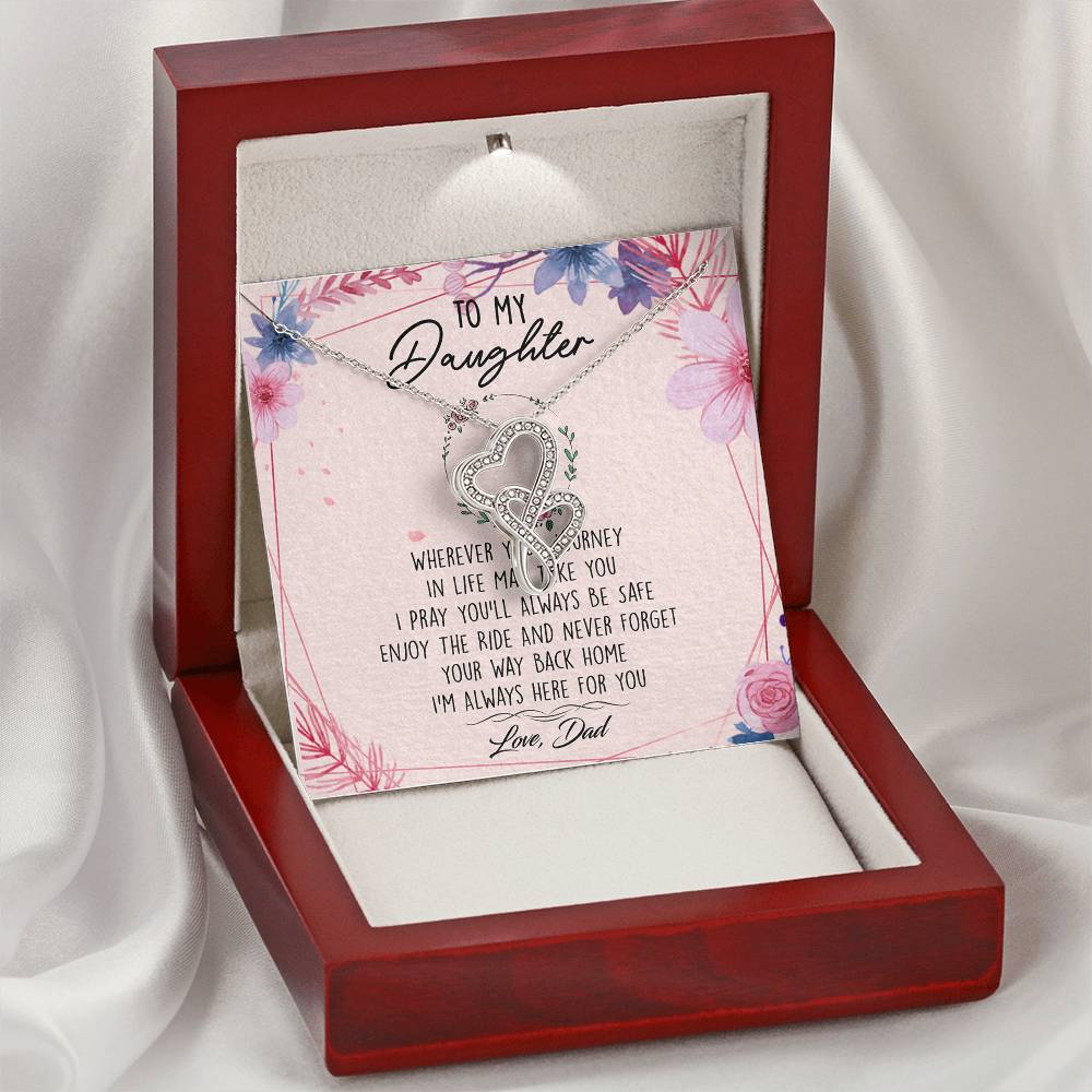 To My Daughter Necklace Christmas Gift From Dad - Forever Love Daughter Necklace On Christmas Day - Dad And Daughter N 1 Double Hearts Necklace