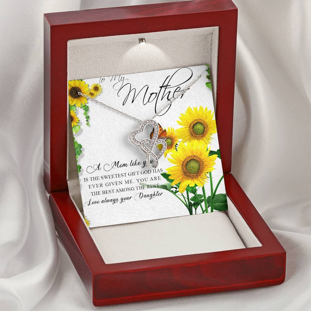 To My Mother A Mom Like You Heart Necklace Double Hearts Necklace